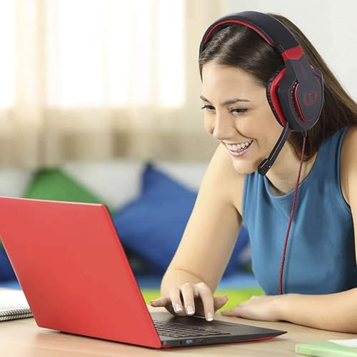 Miniatura 3 de Anivia AH28 - Auriculares estéreo con cable para computadora con micrófono, graves con control de volumen, aislamiento de ruido para múltiples