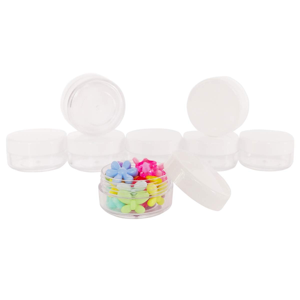 Wopanxye 30pcs 10ml Sample Jars, Empty Refillable Cosmetic Container, Plastic Round Pot White Screw Cap Lid - Image 3