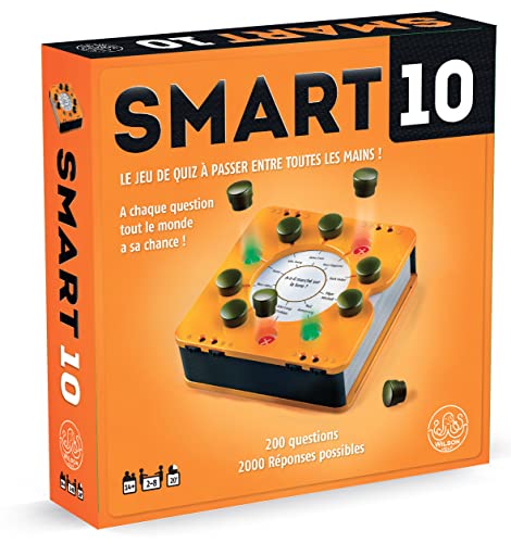 Wilson Jeux | Smart 10 Versión Francesa | Juego de Quiz Fun y Compact | Quiz Nómada para 2 a 8 Jugadores | 100 Cartas Preguntas Dobles-Faces | MA001