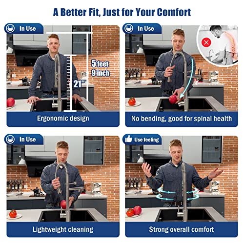 Appaso Commercial Pre-Rinse Kitchen Faucet, High Arc Kitchen Sink Faucet With Pull-Out Spring Spout And Pot Filler, Professional Single Handle Faucets For Kitchen Sink, Brushed Nickel #TOP4