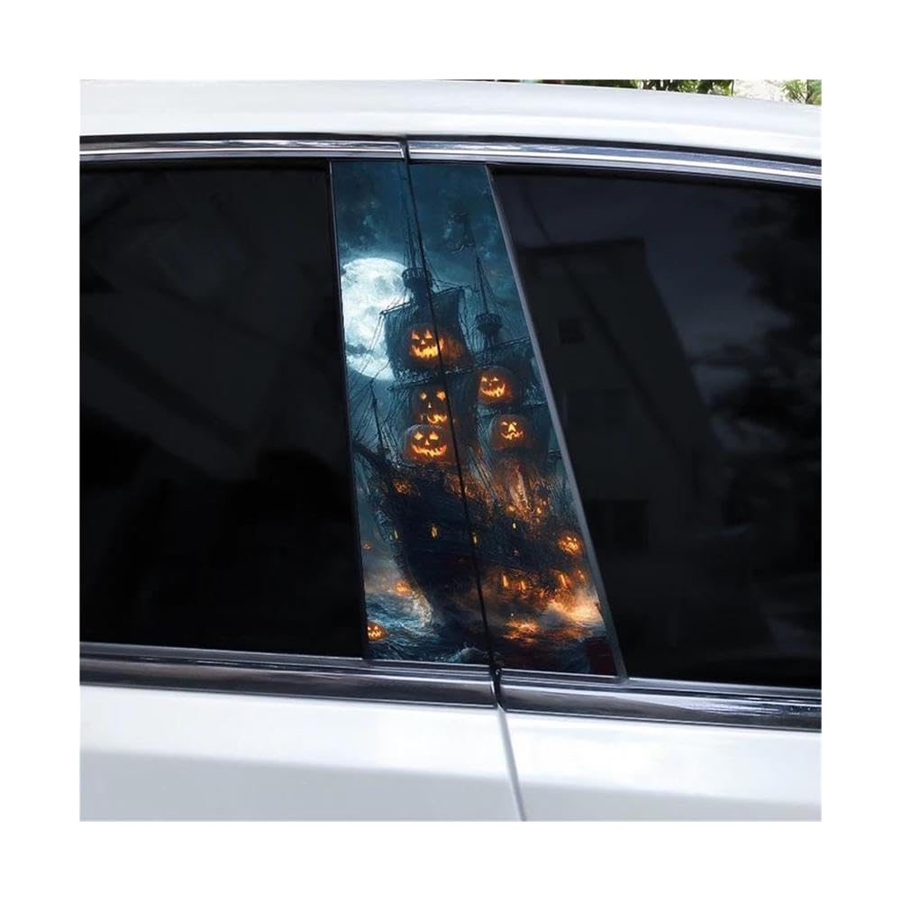 Decorative Items 2pcs Horror Pumpkin Decals DIY Car Center Pillar Vinyl Stickers(K)