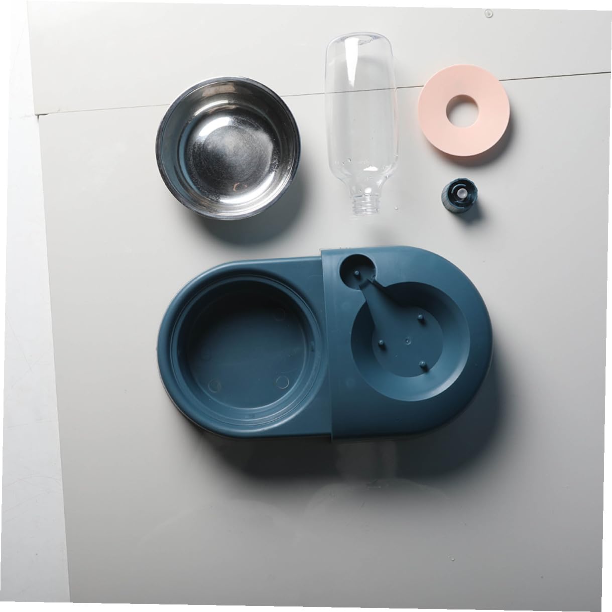 Automatic Dog and Cat Pet Feeder Bowl with Water Dispenser, Blue Non-Spill Food and Water Bowl for Dogs and Cats, Sturdy Pet Feeding Supply for Home Use
