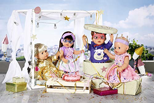 Zapf Creation 830819 BABY born Happy Birthday Gast Outfit - Puppenoutfit mit blauem Hoodie, mit Blitzen bedruckter Hose… – Bild 7