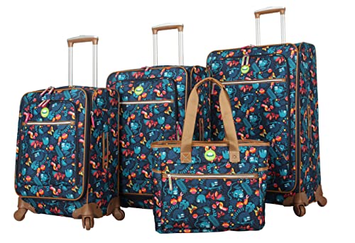 Lily Bloom Luggage Set 4 Piece Suitcase Collection With Spinner Wheels For Woman (Sloth To Me Navy) #TOP20