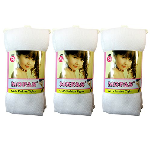 ATB 3 Pair Girls Tights Footed Dance Stockings Pantyhose Ballet XL Size 11-14 White