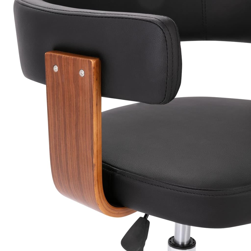 Juego de 2 sillas de comedor giratorias de piel sintética y madera curvada, giratoria 360 grados, con muelle de gas, altura ajustable, diseño moderno para salón o oficina