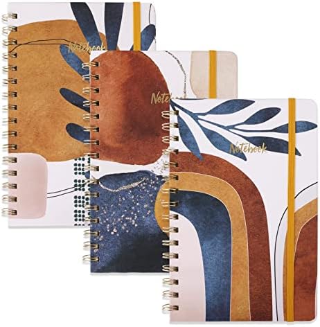 EOOUT 3 Pack Spiral Notebook Journals, 6"x 8.5", 160 Pages, Hardcover College Ruled Journal, Back Pocket, for Gifts, Office, School Supplies