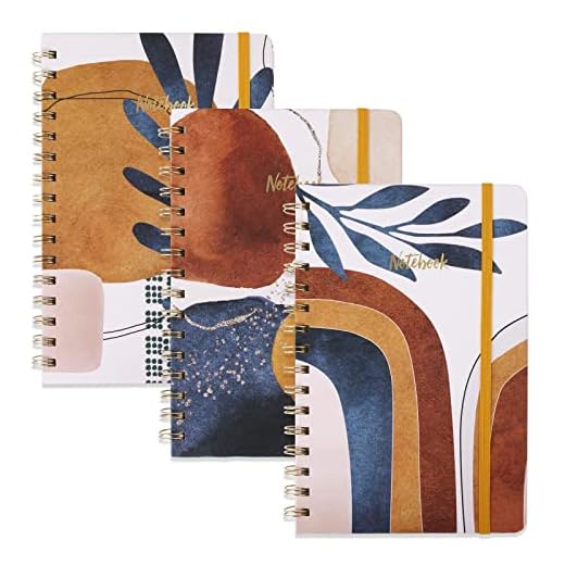 EOOUT 3 Pack Spiral Notebook Journals, 6"x 8.5", 160 Pages, Hardcover College Ruled Journal, Back Pocket, for Gifts, Office, School Supplies