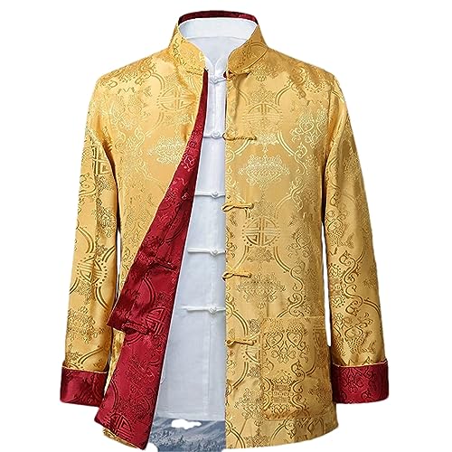 Traditional Chinese Men's Double-Faced Jacket Tang Suit Hanfu Contrast Color Retro Kung Fu Clothing Party Clothes