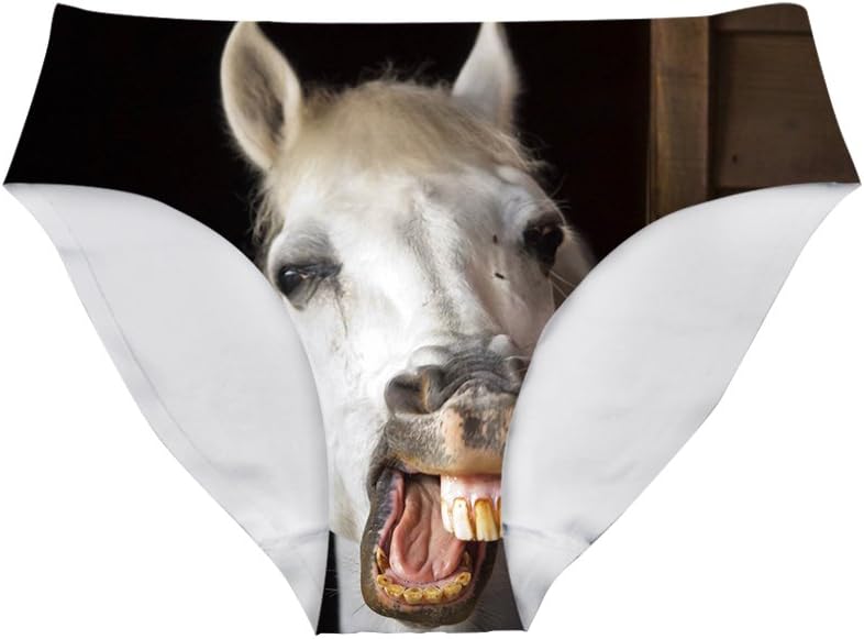 Sexy Women Underwear Briefs Breathable Hipster Panty White Alpaca Print