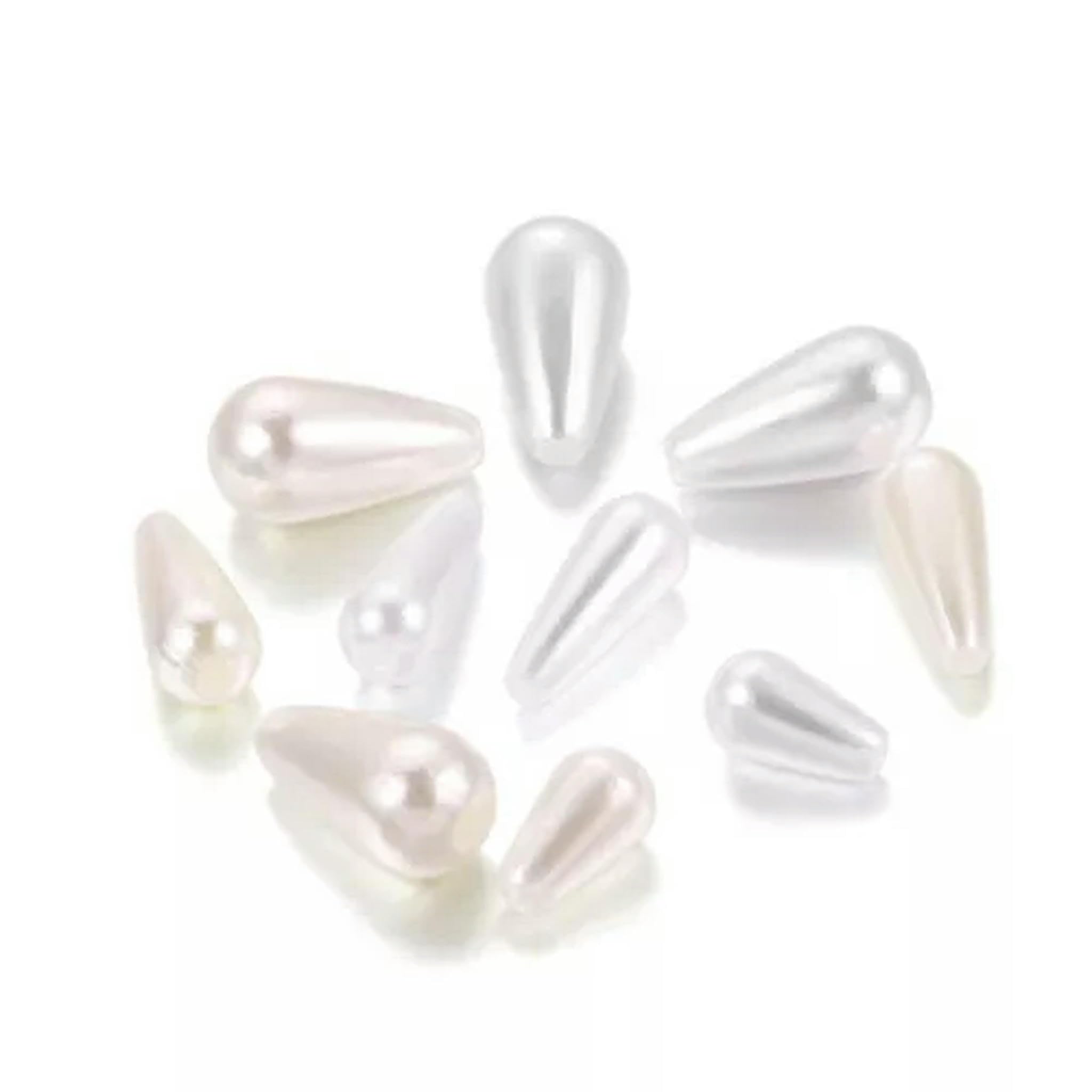 Perline distanziatrici a Goccia, Perle finte, Foro Dritto, Fai da Te, Bianche, 8x15 mm (400 pezzi/176 g)