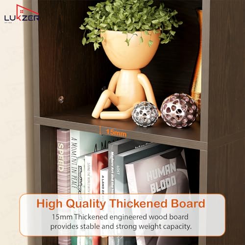 Lukzer MR-006 Multipurpose Bookshelf | Multipurpose Storage Rack | Engineered Wood | for Living Room,Bedroom,Office,Retail Shop | Closed Back Rack | Rustproof | Wenge/182x40x28cm | Made in India Lukzer MR-006 Multipurpose Bookshelf | Multipurpose Storage Rack | Engineered Wood | for Living Room,Bedroom,Office,Retail Shop | Closed Back Rack | Rustproof | Wenge/182x40x28cm | Made in India