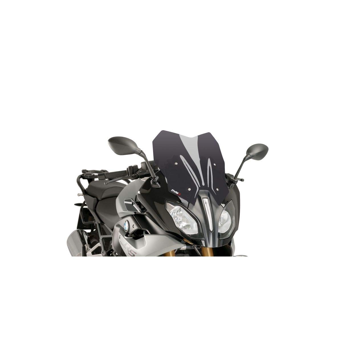 Puig 7616F High and aerodynamic Touring windscreen in 4 mm CN acrylic with rounded profile, flat upper area and deflectors that improve protection, Dark Smoke