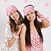 Papiailove 12 Pcs Sleepover Party Supplies for Girls, Includes 4 Pink Plush Eye Masks, 4 Hair Bands and 4 Double-Sided Printed Makeup Bags Slumber Party Supplies Spa Birthday Party Favors