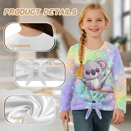 Casual Shirts for Girls Size 5-12 Tie Front Tops Crewneck Clothes Suit Spring Fall 6