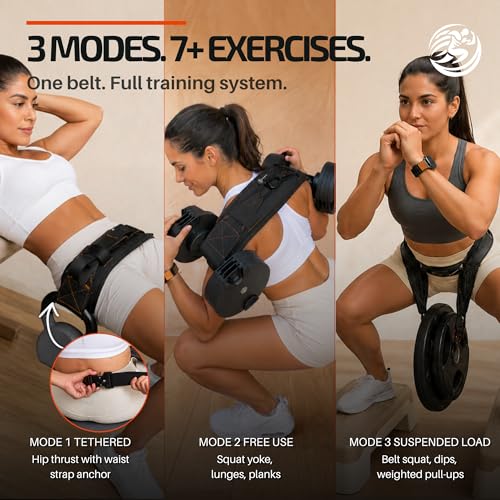 Image of DAY-X Hip Thrust Belt for Dumbbells, Kettlebells & Plates Tested Up to 300 lbs - 3-Mode Hip Thrust + Dip Belt + Squat Yoke - Heavy Duty Glute Workout Equipment - Booty Belt for Home & Gym - DAYCrafterGear