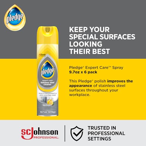 Image of Pledge Expert Care Stainless Steel Polish, Fridge Spray, Lemon Scent, 9.7oz