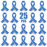 25 Pcs Blue Ribbon Enamel Lapel Pin Colon Cancer Awareness Products Bulk