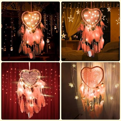 KIPTVO Pink Dream Catcher, Handmade Dream Catchers for Bedroom Wall Hanging Decorations Ornaments, Wedding GIfts - Image 4