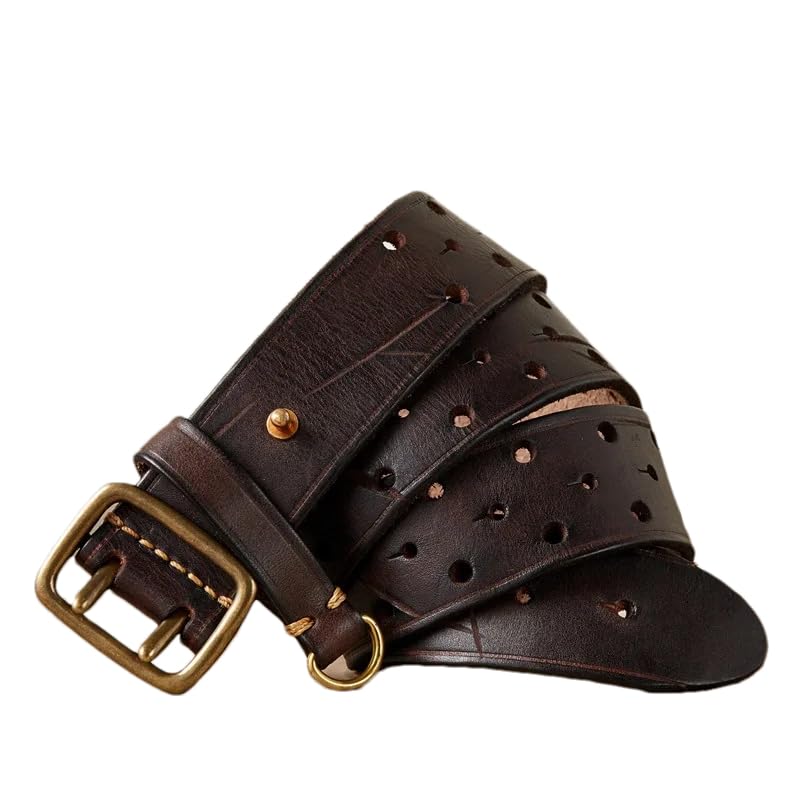 Men Leather Belt Double Pin Buckle Jeans Belts Vintage Casual Belt