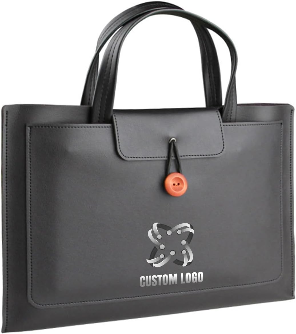 Custom Business Logo Vegan Leather Slim Laptop Briefcase,Personalized Handbag Sleeve For 13”/14" MacBook Air, MacBook Pro