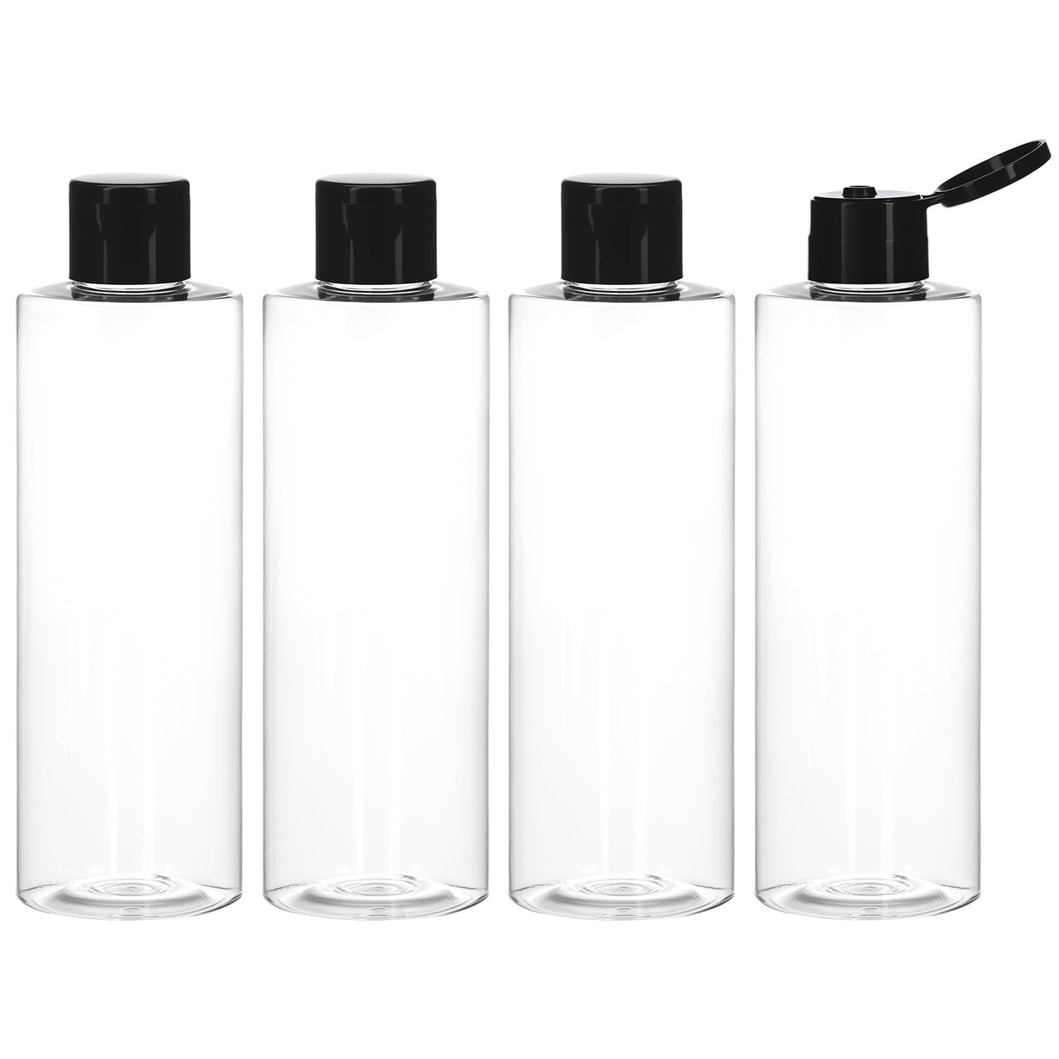 QWORK® 4 Stück 250ML Reiseflaschen Set, Reise Flaschen zum Befüllen mit Flip Cap, Plastikflasche, für Kosmetik, Reisen, Shampoo