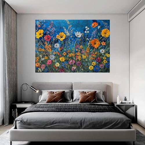 Tableau abstrait floral 60x80cm WODJEM pour salon moderne - 3