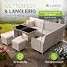 Juskys® Polyrattan Lounge Manacor mit Ecksofa, Esstisch, 2 Hocker & Kissen - Creme/Sand - wetterfest bis 7 Personen - Bezüge waschbar - Rattan Garten Sitzgruppe Gartenlounge Gartenmöbel Set