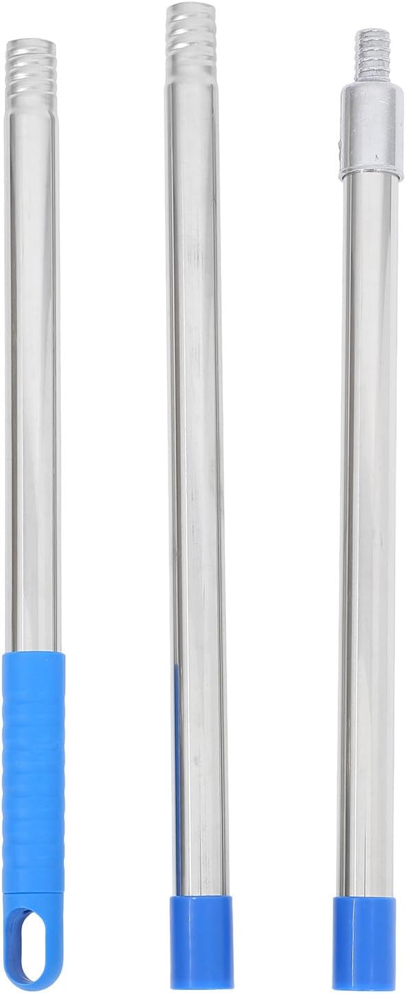 Levemolo Heavy-Duty 3-Section 201 Stainless Steel Paint Roller Extension Pole Set with Blue Aluminum American Thread Telescopic Rod for Painting and Cleaning Tasks