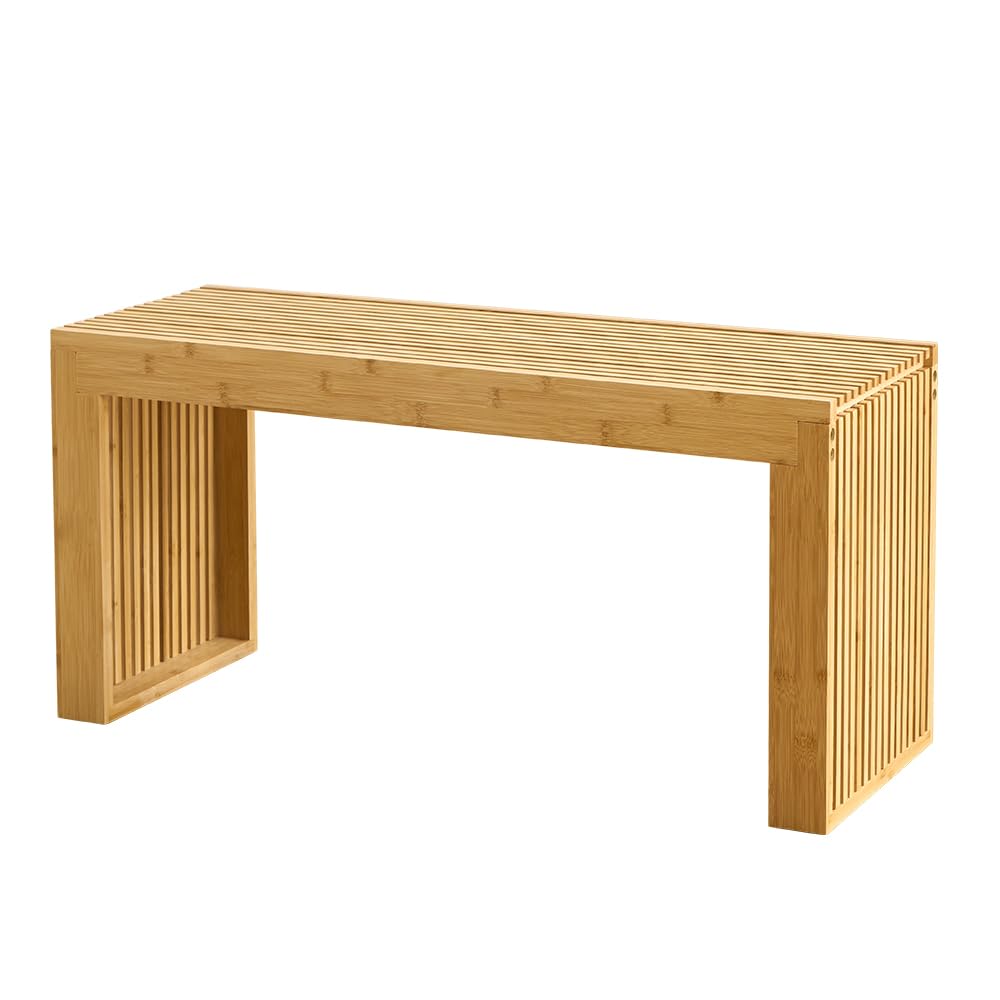 Amazon.co.jp: 竹製ベンチ 天然竹材 二人掛け 玄関ベンチ 長椅子