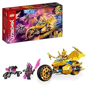 LEGO 71768 NINJAGO Jays Golddrachen-Motorrad, Set mit Jay-Minifigur und Drachen- und Schlangen-Figuren, Spielzeug für…
