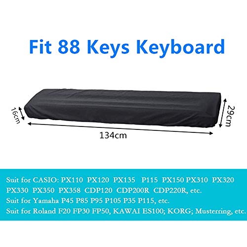 Richele 88-toetsenbord Hoes voor elektrische piano Rekbare stofhoes voor pianotoetsenbord Hoes Stofdicht Zwart… - Image 4
