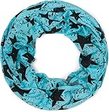 styleBREAKER Unisex Loop Schal mit Sterne Splat Style Print, Leichter Schlauchschal Farbspitzer Muster, Tuch 01017142, Farbe:Türkis