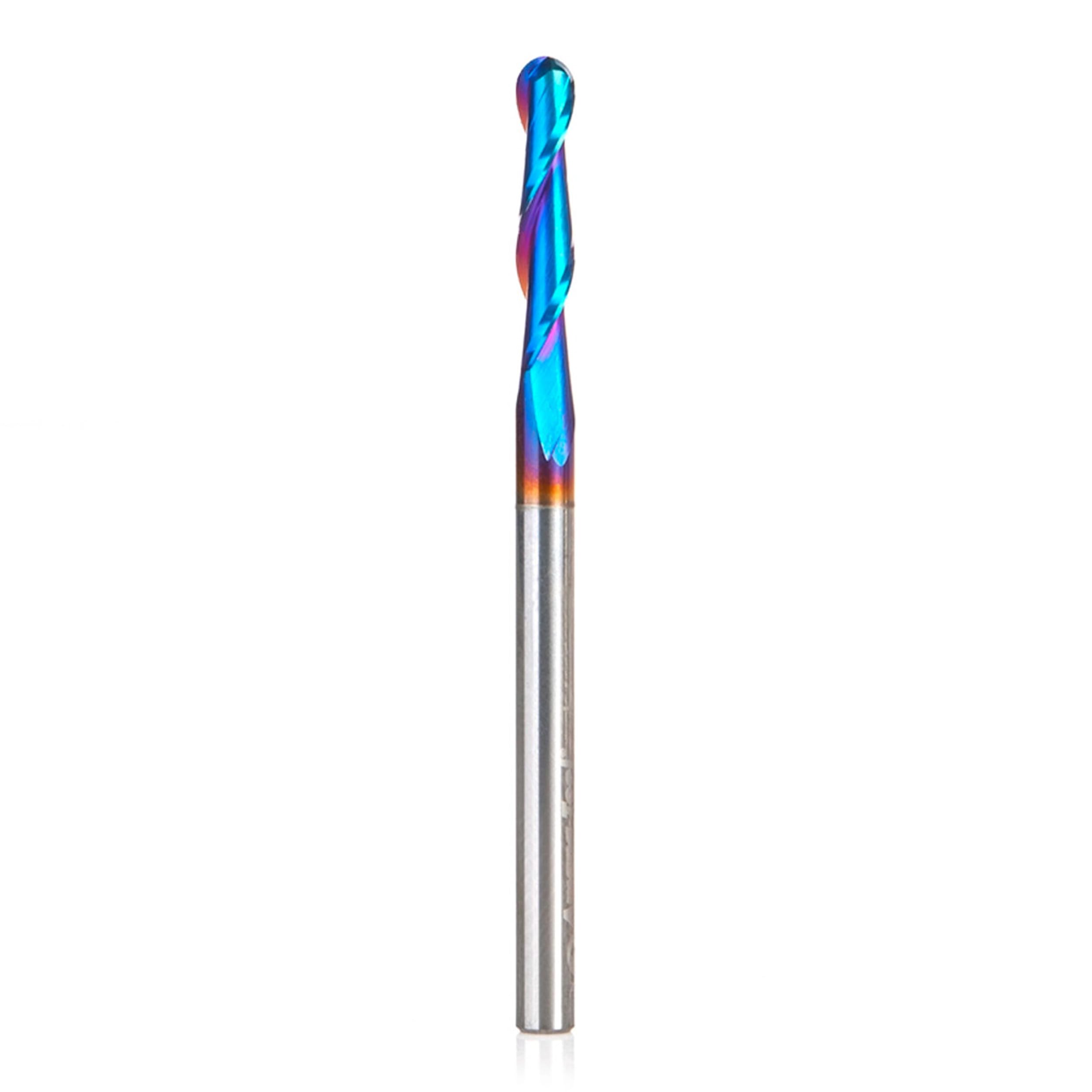 Amana Tool 46377-K SC Spektra Extreme Tool Life Coated Double Flute Up-Cut Ball Nose Spiral 1/16 R x 1/8 D x 5/8 CH x 1/8 SHK x 2 Inch Long Router Bit