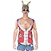 Faux Real Men's Hairy Belly Poinsettia Ugly Christmas Sweater Printed T-Shirt