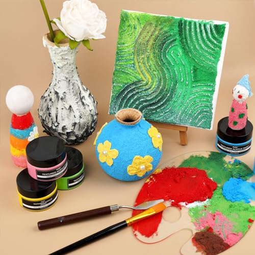 Image of Funto Textured Acrylic Paint Set, 12 Colors, Complete Painting Kit with Tools and Canvases, Professionals Art Craft Painting Supplies Kit, Non-Toxic