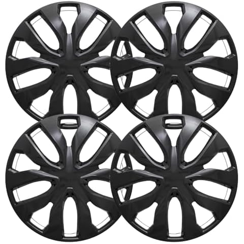 OxGord Tire Caps - 17 Inch Wheel Cover Set of 4, Snap-On Car Wheel Cover for Standard Steel Wheels - Ice Black ABS Plastic, UV Protected, Easy Installation for R17 Wheels Only Cover