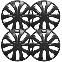 OxGord Tire Caps - 17 Inch Wheel Cover Set of 4, Snap-On Car Wheel Cover for Standard Steel Wheels - Ice Black ABS Plastic, UV Protected, Easy Installation for R17 Wheels Only