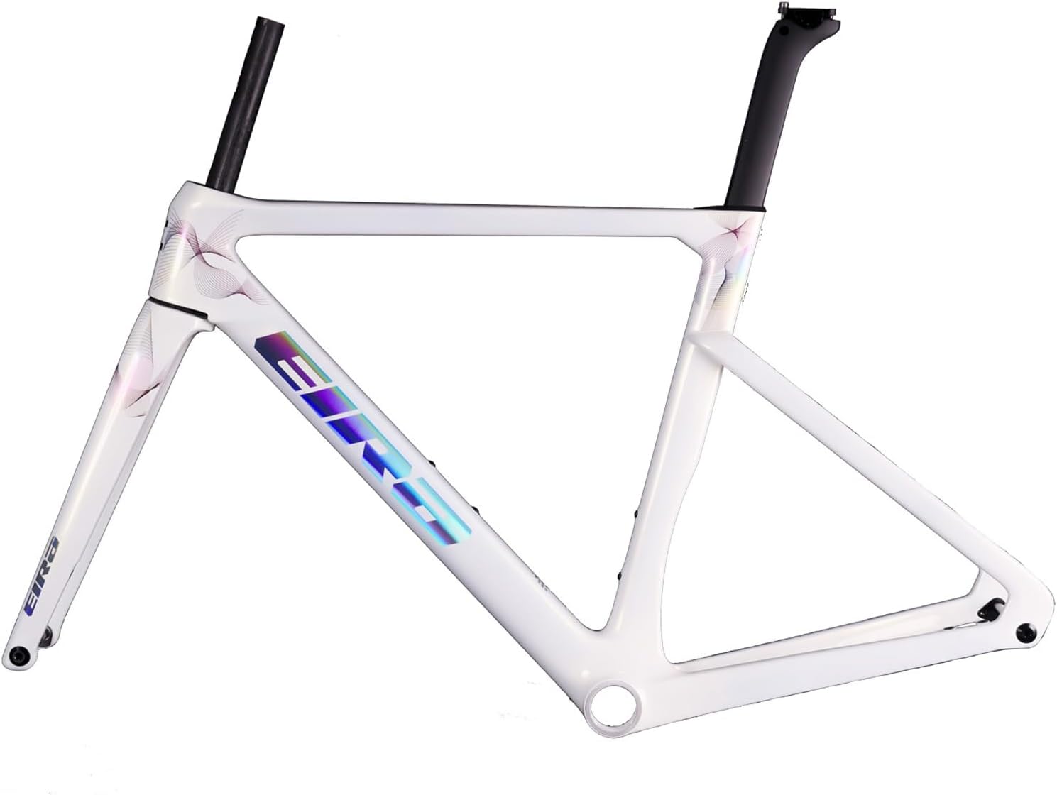 Road Bike Frameset Carbon Fiber Bike Frame 46/49/52cm Carbon Gravel Bike Frameset Disc Brake Thru Axle Frame 100/148mm Internal Routing for 700x32C(White,49cm)