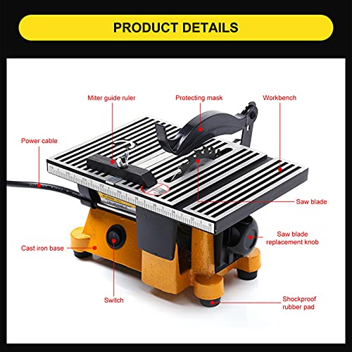 Mini Table Saw Cutting Machine, Portable Tabletop Saw Electric Benchtop Saw With 2 Saw Blades, Plastic Wood Glass Cutter Woodworking Polisher Grinder Cutting Machine For Diy Model Crafts #TOP2