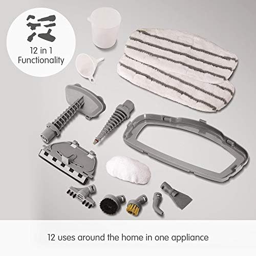 Morphy Richards 720512 12-in-1 Steam Cleaner, Kills 99.9 Percent of Bacteria Around the Home, White/Green, 380 ml