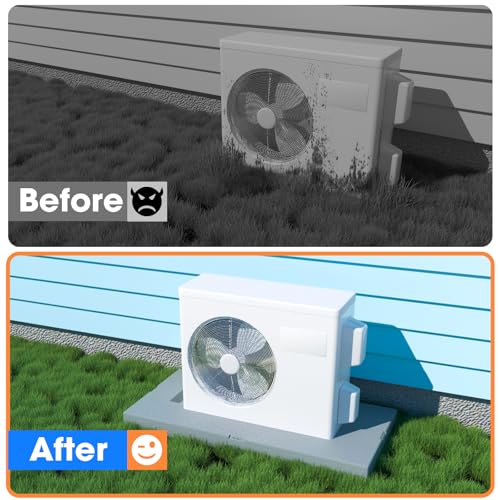 Image of Mini Split Pad for Condenser: Ground Base for Air Conditioner Outdoor Condenser Units, Plastic Equipment Pad for Ductless Minisplit Heat Pump Systems HAVC, Gra, 38'' x 18'' x 3''