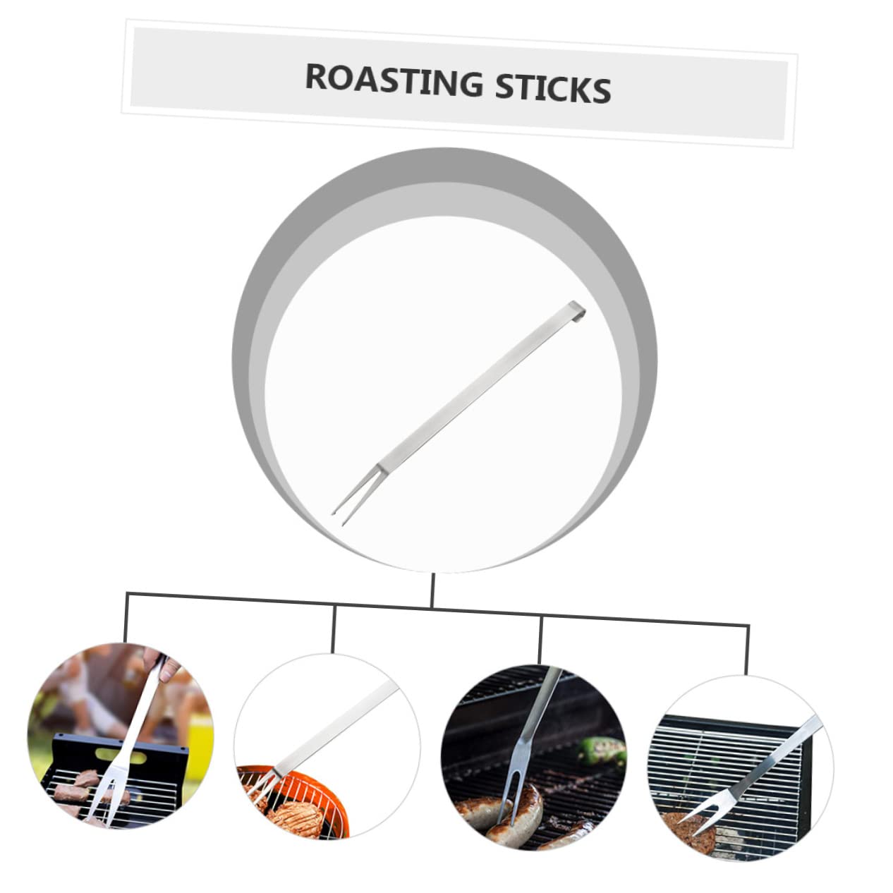Abaodam 4pezzi Forchette Da Barbecue Inossidabile Per Grigliate e Tostature Per Carne Verdure e Marshmallow Utensili Pratici Per Bbq All