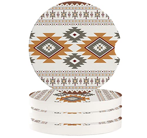 Ceramic Car Coasters Set of 4 with Boho Design