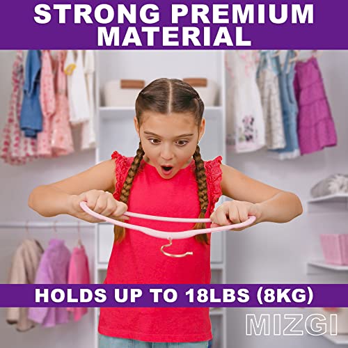 Mizgi Premium Kids Velvet Hangers (Pack Of 50) 14" Wide With Copper Rose Gold Hooks,Space Saving,Nonslip Huggable Closet Hangers For Petite Junior Children's Skirt Dress Pants,Clothes Hangers #TOP4
