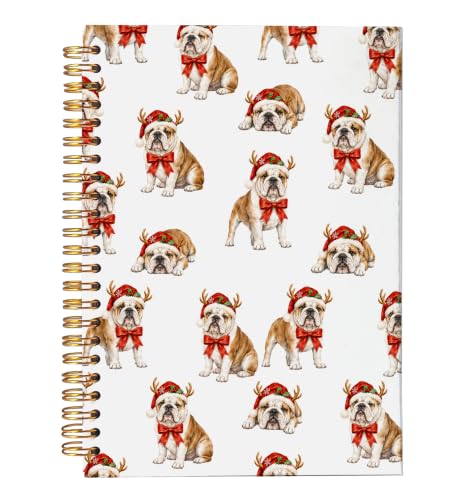 VNWEK English Bulldog Christmas Spiral Notebook Journal 5.5x8.3 Inch