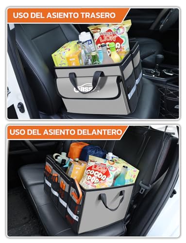 Oasser Organizador Maletero Coche Organizador de Coche para Almacenamiento Plegable Impermeable y Base Antideslizante Tapa Desmontable Gris E3A - imagen 9