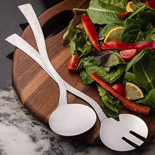 Colleta Home Hammered Stainless Steel Serving Utensils - Salad Spoons - Salad Servers #TOP4