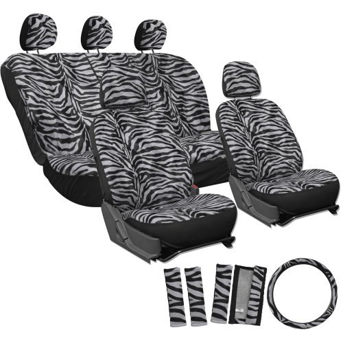OxGord SCVE-Z1B-GY Gray & Black Zebra 6pc set