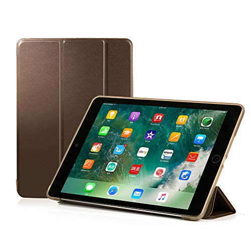 RUBAN Case Compatible with iPad (9.7-Inch, 2018/2017 Model) - Ultra Slim Lightweight Smart Shell Standing Cover with Auto Wake/Sleep Feature, (Brown)